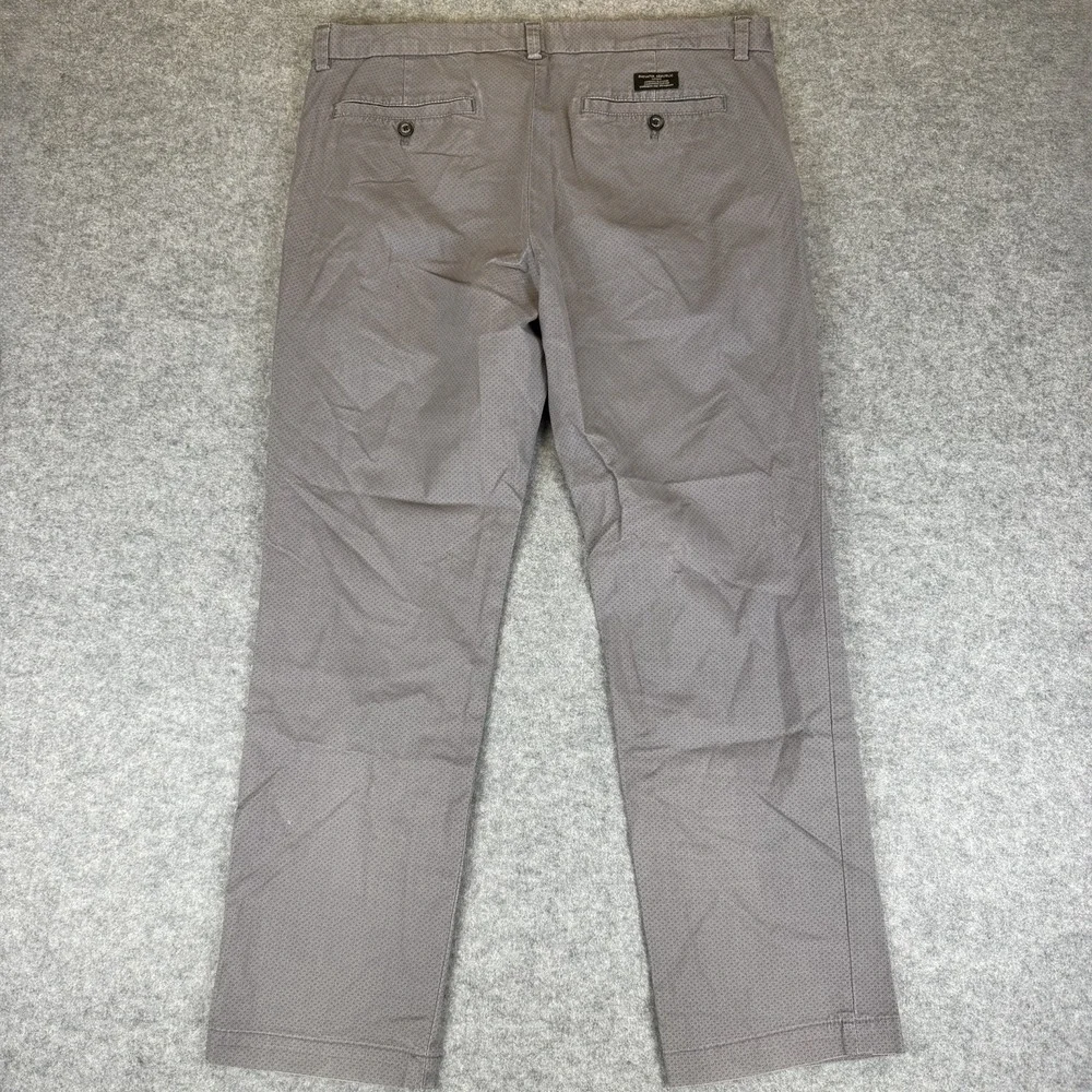 Banana Republic Fulton Skinny Chino Pants Gray Microdot Pattern Men Size 35x30